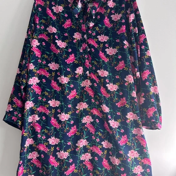 Old Navy Blue and Pink Dress with Vibrant Floral Design - Picture 2 of 8